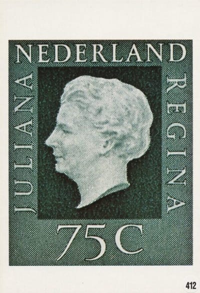 Briefkaart met afbeelding Juliana Regina postzegel