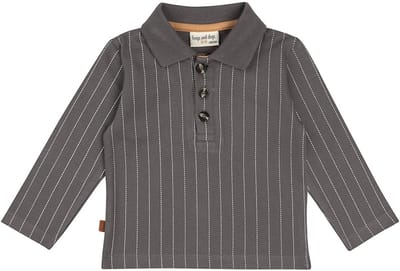Frogs and Dogs - Little Hero Kids Polo Striped | Smoked Pearl - Katoen - Maat 92