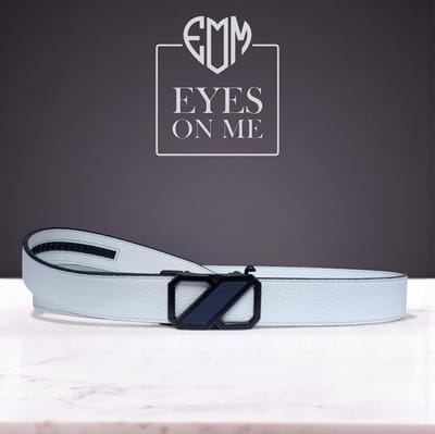 Witte Topgrain leren riem zonder gaatjes met automatische gesp voor heren (Model 8021-W)