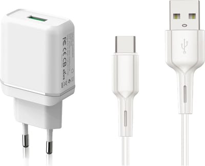 18w usb Stekker met Versterkte usb C naar usb Kabel - Quick Charge 3.0 - Snellader