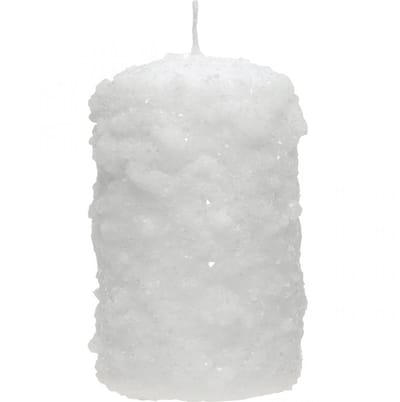 Adventskaarsenset, sneeuwbalmotief, wit – stompkaarsen 100/60mm voor a