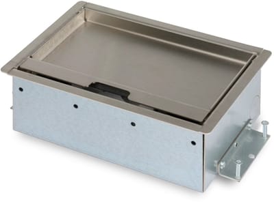 O.C.S. servicebox vloerdoos 2x stopcontact met randaarde + 1x leeg - RVS deksel met 15mm inlegdiepte en oplegrand (33.72.163)
