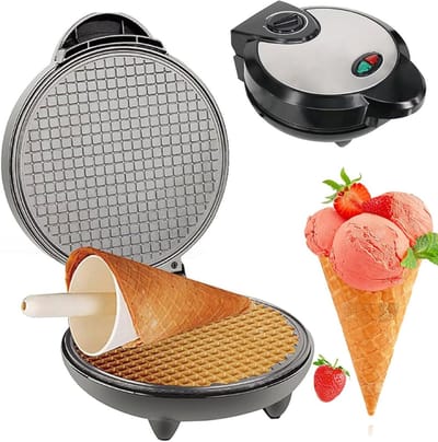 IJshoorn Maker - Wafelijzer Crêpe - Zelf IJsjes Maken - Dubbele Zijverwarming - 20 cm - RVS