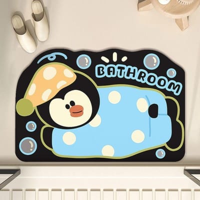 Tapis Doux Mignon Dessin Animé Boue Diatomique Toilette Toilette Porche Tapis Salle de Bain Absorbant Antidérapant Séchage Rapide Tapis 40*60cm white
