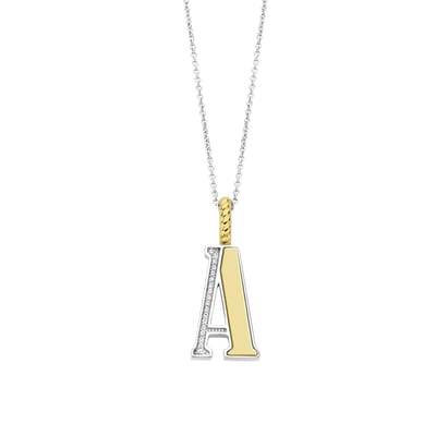 TI SENTO Dames Hanger - 925 zilver - Letter A - Zirkonia met geel verguld - 6840ZY_A