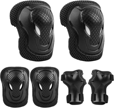 Dailygoods- Kniebeschermers Kinderen 6-delige Set - Beschermset Inline Skates - Elleboogbeschermers - Polsbeschermers - Veiligheidsnorm EN14120 - Geschikt voor kinderen 3-8 jaar