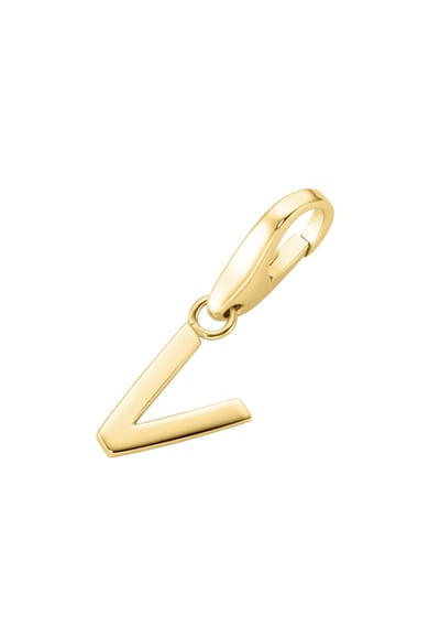 Gouden (verguld) bedel | Letter V | Giorgio Martello | 925 Zilver