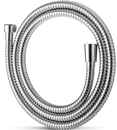 Dailygoods - OFFO Doucheslang, met bescherming tegen verdraaiing, rekbare doucheslang, elastisch uitgerekt tussen 1,6 m - 2,2 m, roestvrij staal, vervangende hogedruk-doucheslang voor badkamerkranen, chroom