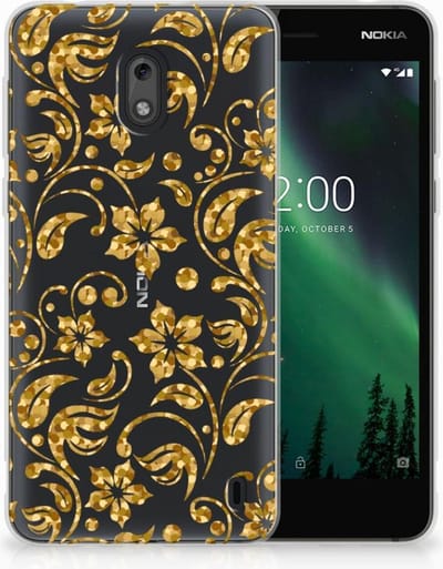 Nokia 2 TPU Case Gouden Bloemen