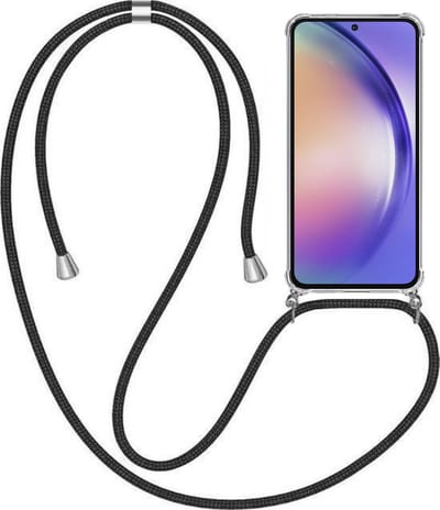 Telefoonhoesje Geschikt voor Samsung Galaxy A54 5G met Koord en Stootrand - TPU Backcover Shockproof met Lanyard - Smartphonica geschikt voor Samsung Galaxy A54 5G