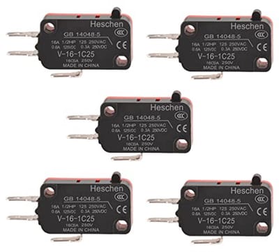 Micro Schakelaar, SPDT, 16A 250VAC, Pin Button Type, 5PCS