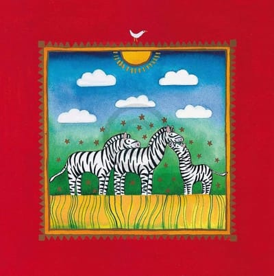 Kunstdruk Linda Edwards - Three little zebras 40x40cm