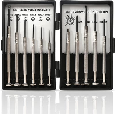 Mini Precisie Schroevendraaierset van 11 Stuks voor Horloge, Bril en Computer Reparatie met Fijne Schroevendraaiers