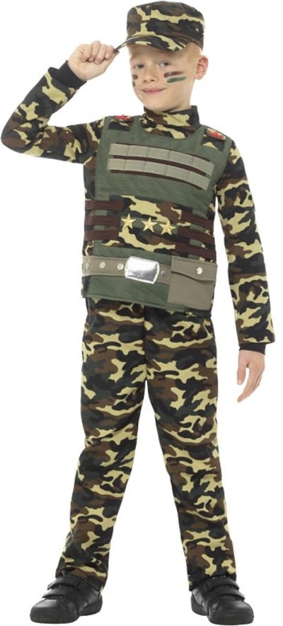 Smiffys - Camouflage Military Kinder Kostuum - Kids tm 12 jaar - Groen