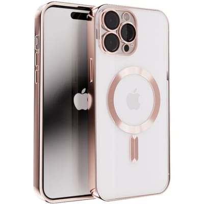 Coverzs telefoonhoesje geschikt voor Apple iPhone 12 Pro Magneet hoesje met camera cover - magnetisch hoesje - roségoud