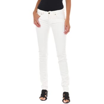 Lange jeansbroek met smal gesneden zomen 10DBF0475-B088 vrouw