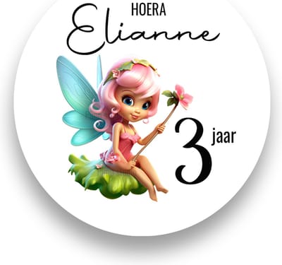Traktatie Stickers Met Naam en Leeftijd - Elfje*- Gepersonaliseerd - Sluitstickers - Kinderfeest Traktatie - Uitdelen - Uitdeeltraktatie - Traktatiestickers Pimp Studio