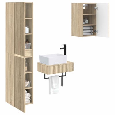 vidaXL - Badkamermeubel - Set - 3 - st - Sonoma - Eiken - 33 - x - 34,5 - x - 160 - cm