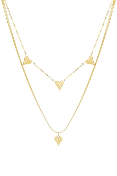 Heart to heart ketting - roestvrijstaal - yehwang