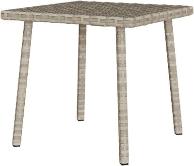 Tuin Salontafel - Koffietafel Buiten - Buiten Ontspannen - Weerbestendig Poly Rotan - 40x40x37 cm - Lichtgrijs