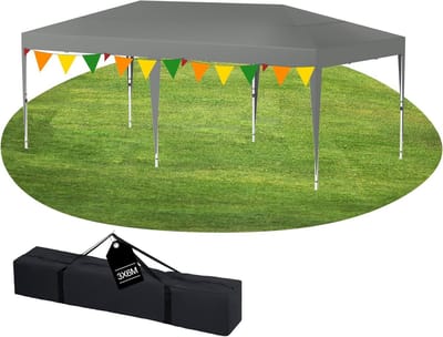 Vouwpaviljoen - Partytent Tuinpaviljoen - Feestelijke Bijeenkomsten - Waterdicht UV-bestendig - 3 x 6 m - Grijs