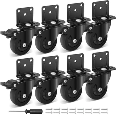 50 mm Zwenkwielen voor Zware Meubels - Stil, Rubber, 67,5 kg Capaciteit - 8 Stuks