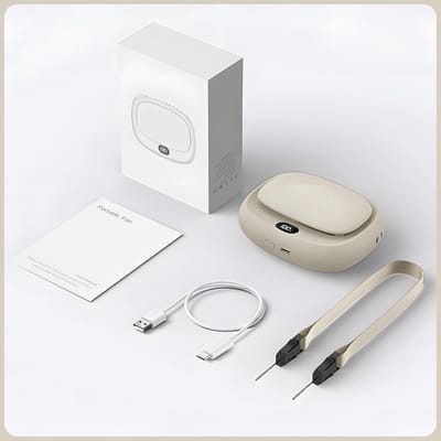 Draagbare ventilator - Ventilator om de nek te hangen - Ventilator om de taille te hangen - Tafelventilator - Oplaadbare miniventilator - 5 instelbare windsnelheden - Met standaard - Met draagkoord - Geschikt voor thuis, buiten en op reis -Abrikoos