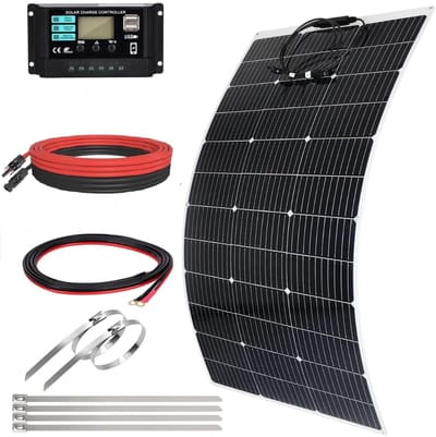 MKSS® Zonnepanelen Compleet Pakket - Plug & Play met Stekker - Zonnepaneel Plat Dak - Zwart