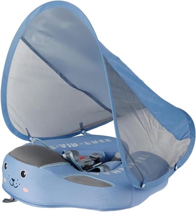 Zwembaddrijver Baby - Zwemband Peuter - Veilig Spelen Water - Afneembaar Zonnedak - 3-36 Maanden - Blauw