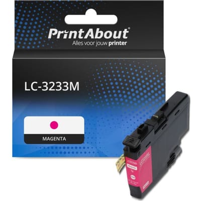 PrintAbout huismerk Inktcartridge LC-3233M Magenta Geschikt voor Brother