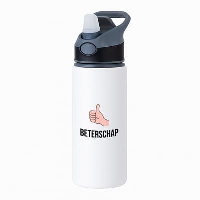 Hacebo® - Beterschap duimpje omhoog waterfles met rietje zwart - Beterschap - iemand die ziek is of iets gebroken heeft - ziek - koorts - snel beter worden - cadeau - beterschap cadeau - kado - gift - geschenk - water fles - 650ML