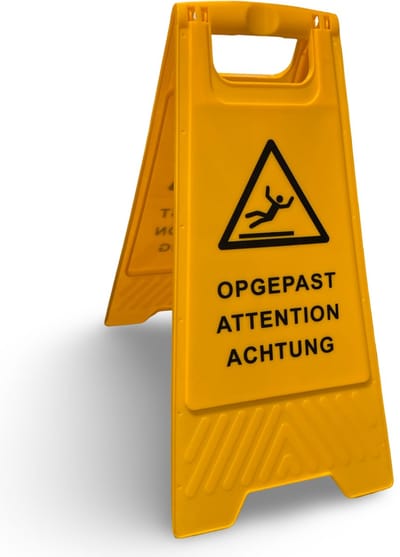 Axiom Pronet waarschuwingsbord gladde vloer - 4 talig - uitklapbaar -