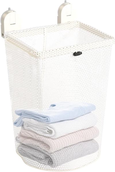 Wasmand Opbergmand - Waszak Netten - Ruimte Besparen - Zuignappen Bevestiging - 30x30x5 cm - Romig