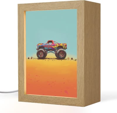 Nachtlampje 15x20 cm - Kinder lampje - Monstertruck - Graffiti - Jongens - Auto - Tafellamp kinderkamer - Slaapkamer lamp - Bedlamp kinderen - Kinderlampje stopcontact - Wandlamp babykamer - Nachtlampjes