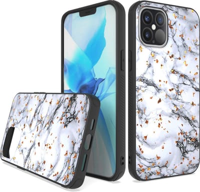 ZT Silicone telefoonhoesje met print Geschikt voor: iPhone 12 Pro Max - White Marble - ZT Accessoires