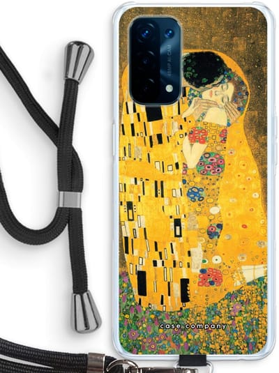 Case Company® - Hoesje met koord geschikt voor Oppo A74 5G hoesje met Koord - Der Kuss - Telefoonhoesje met Zwart Koord - Bescherming aan alle Kanten en Over de Schermrand