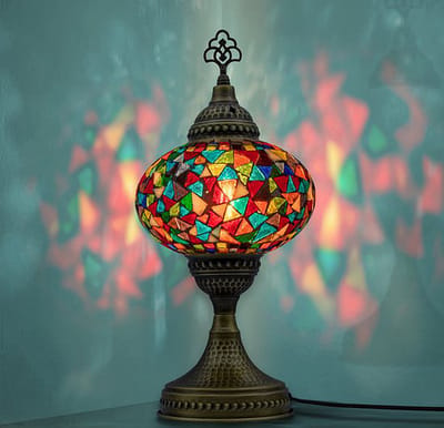 VALVELLO Mozaiek Lamp - Handgemaakte Nachtlamp - 1 stuk - Dikker Glas en Messing Basis