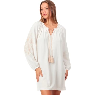 Korte Jurk Admas Strandcaftan met lange mouwen Embroidery And Cords