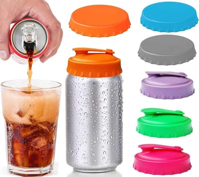 Set van 6 Stuks Drinkblikdeksels, Stofdichte Siliconen Deksel, Bescherming voor Koolzuurhoudende Dranken, Gemakkelijk te Gebruiken en Herbruikbaar, Voorkomt Gemorste Drankjes