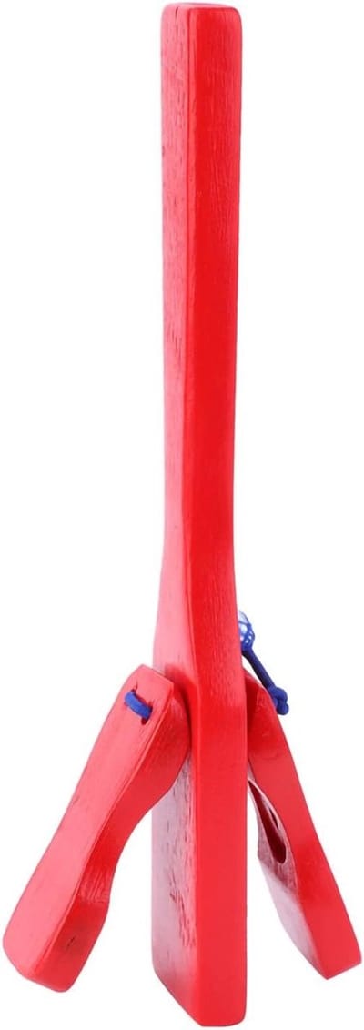 Houten Castagnet - Muziekinstrument Kinderen - Muziek Educatie - Gladde Randen - 19 cm - Rood