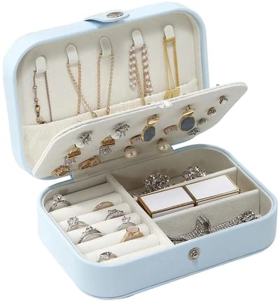 Dailygoods- Sieradendoos Hoogwaardig PU-leer - Draagbaar Sieradenkistje - 16 x 11 x 5 cm - Verstelbare Scheidingswanden - Zacht Fluweel Binnenkant - Voor Oorbellen/Ringen/Halskettingen - Sieradenkist