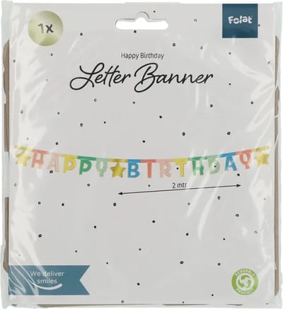 Folat - Letterslinger Happy Birthday Retro - 1,6 meter
