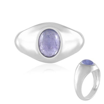 Cavill - Zilveren Damesring met 1,458 ct Ovale Tanzaniet - 925 Sterling Zilver Gerhodineerd - Modern Ergonomisch Design - Luxe Sieraad 22x19 mm