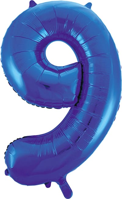 Blauwe XL folieballon - Cijfer 9 - 86 cm - Geschikt voor lucht & helium - Cijferballon