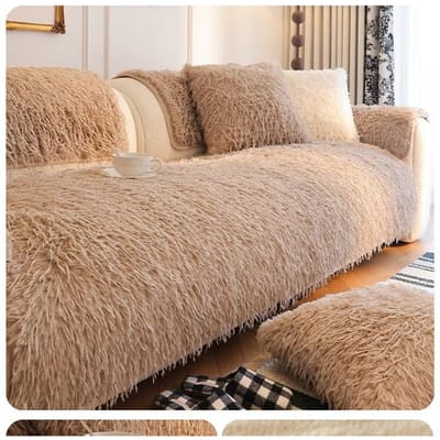 Housse Peluche Confortable Salon Chaud Hiver Serviette de Canapé Universelle Tapis Antidérapant Couverture de Canapé Coussin de Canapé Velours Épais Canapé 70x70cm 1pcs