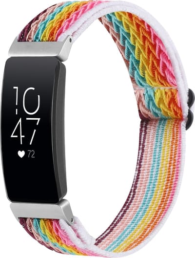 By Qubix - Compatible Fitbit bandje - Geschikt voor Fitbit Inspire 2 & Ace 3 Elastische solo loop nylon bandje - Multicolor Smartwatchbandje bandje Armband Polsband Strap Band Watchband