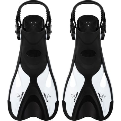 Atlantis Dolphin - Flippers - Zwemvliezen - Verstelbare Hielstrap - Voor Zwemmen & Snorkelen - Kinderen - Zwart/Wit - 30-36