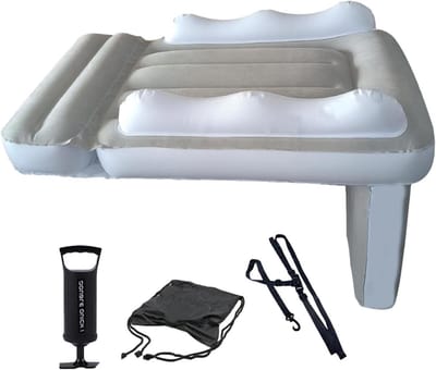 Opblaasbaar Reisbed Peuters - Vliegtuigbed Kinderen - Comfortabel Reizen - Met Veiligheidsgordel - 80 x 60 x 50 cm - Blauw