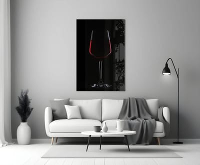Glasschilderij – Wijn – Luxe Wanddecoratie voor Woonkamer - Keuken of Eetkamer - 72x46x0.4 cm