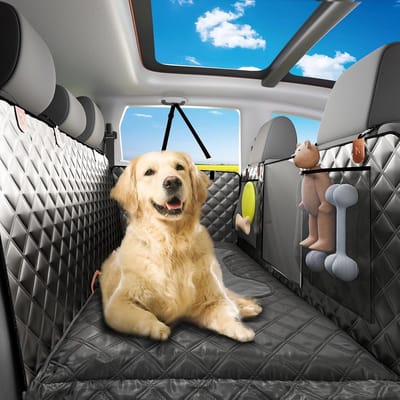 Huisdier achterbankhoes - Hondenmat auto - Comfortabel reizen - Opblaasbaar kussen - 3.5 inch dik - Zwart
